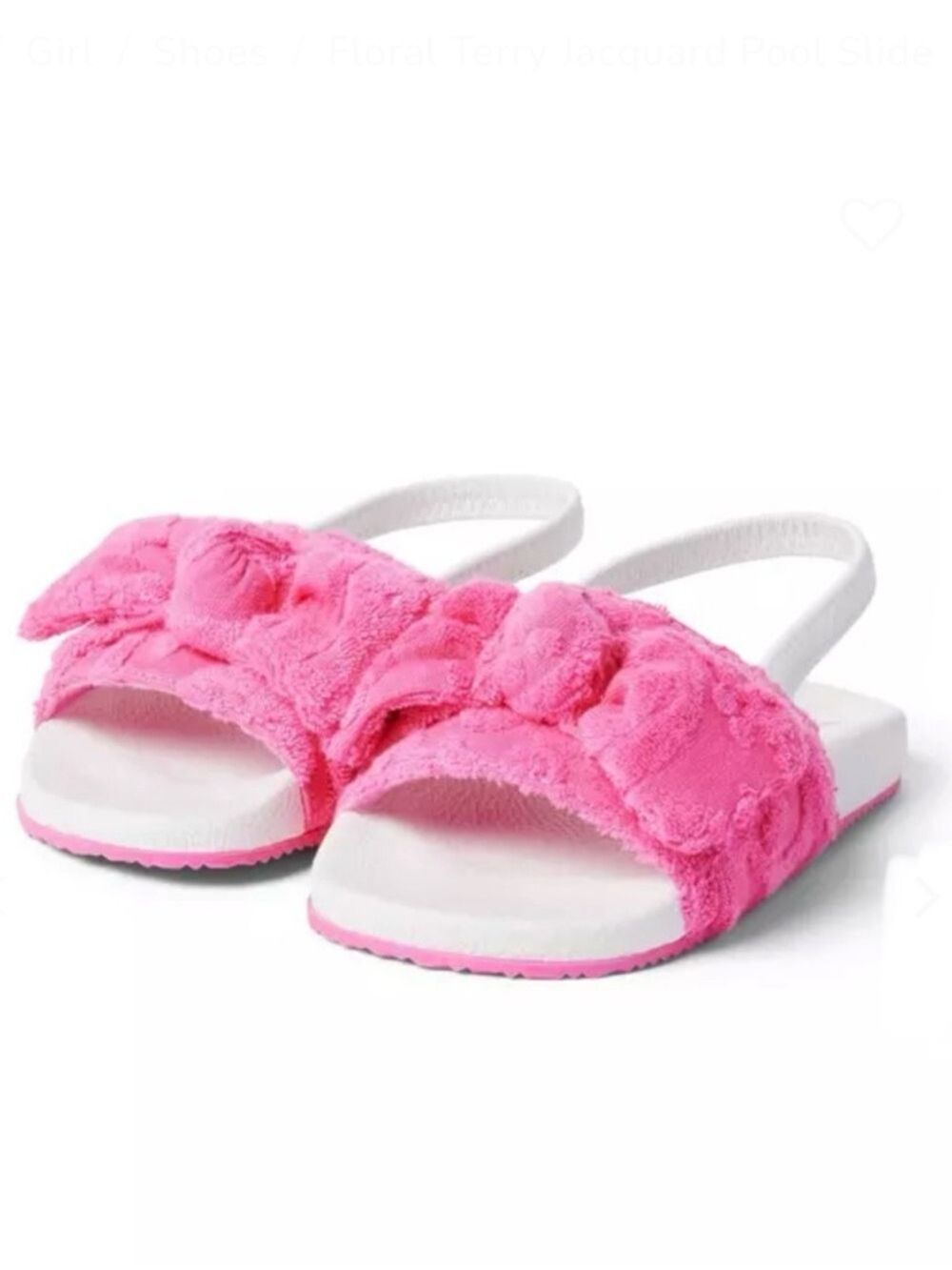 Janie and Jack Bright Pink Terry Jacquard Sandals - Size 7